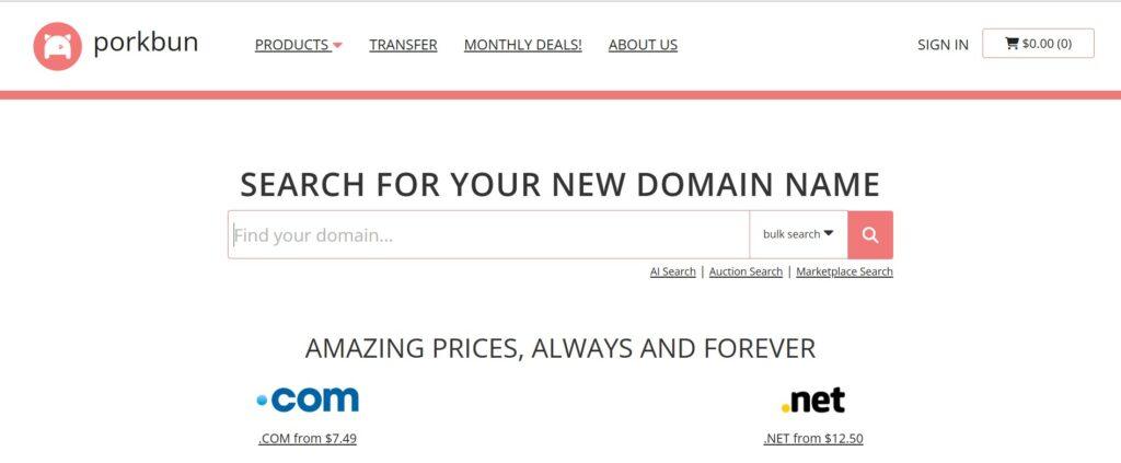 Porkbun- Best for Creative Domain Extensions