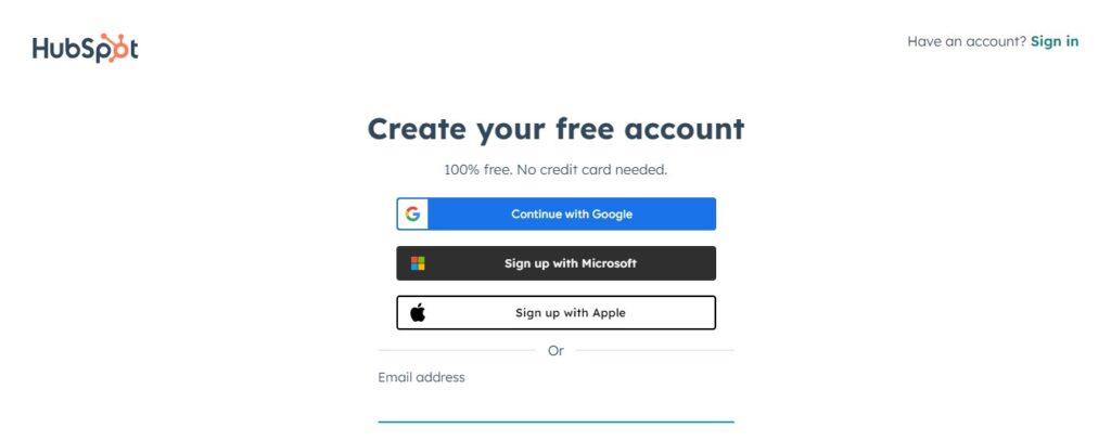 Start For Free HubSpot