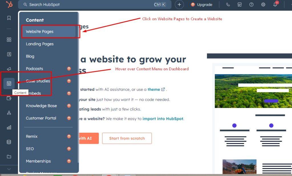 Hover Content and Click Website Page